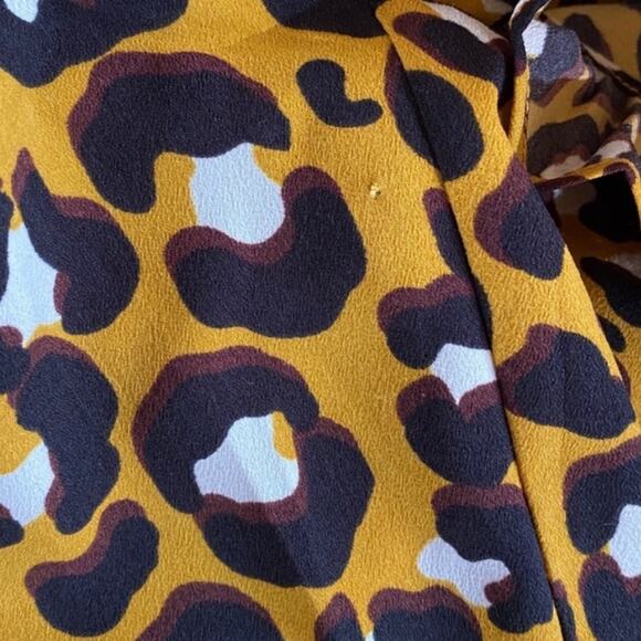 Who What Wear Midi Dress Ruffle Collar Yellow Leopard Women’s Plus Size XXL - Picture 10 of 13